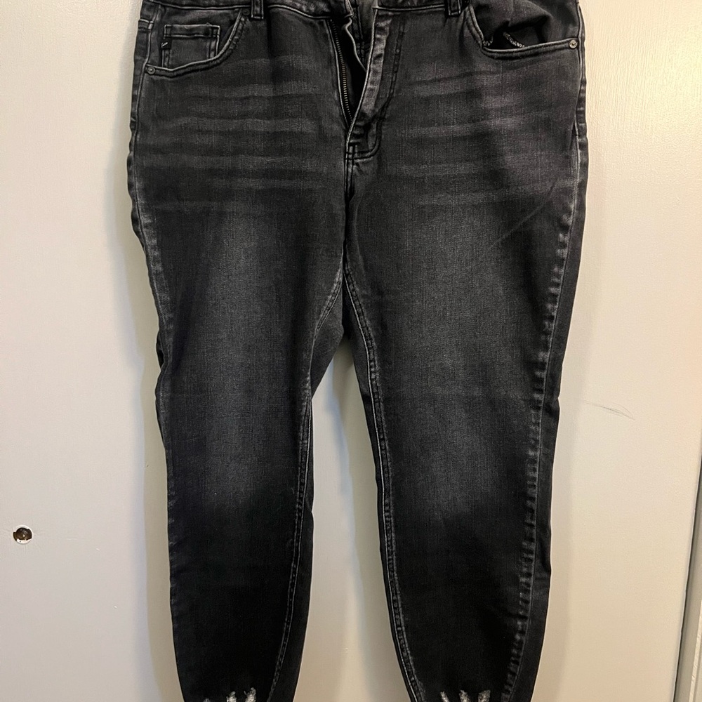 KanCan Charcoal Frayed Jeans